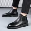 2025 Autumn and Winter New Black Martin Boots Leather Mid-tube Chelsea Boots Premium Short Boots Men's Casual Leather Boots