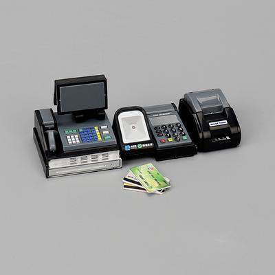 Мини-кассовый аппарат для супермаркета, считыватель карт, POS-машина, реквизит для кукольного домика, миниатюрная модель, игрушки для игрового домика