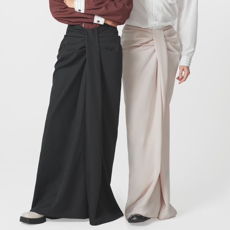 Unisex Women Men Zipper Twisted Waist Long Pants Casual Couple Wide Leg Trousers
