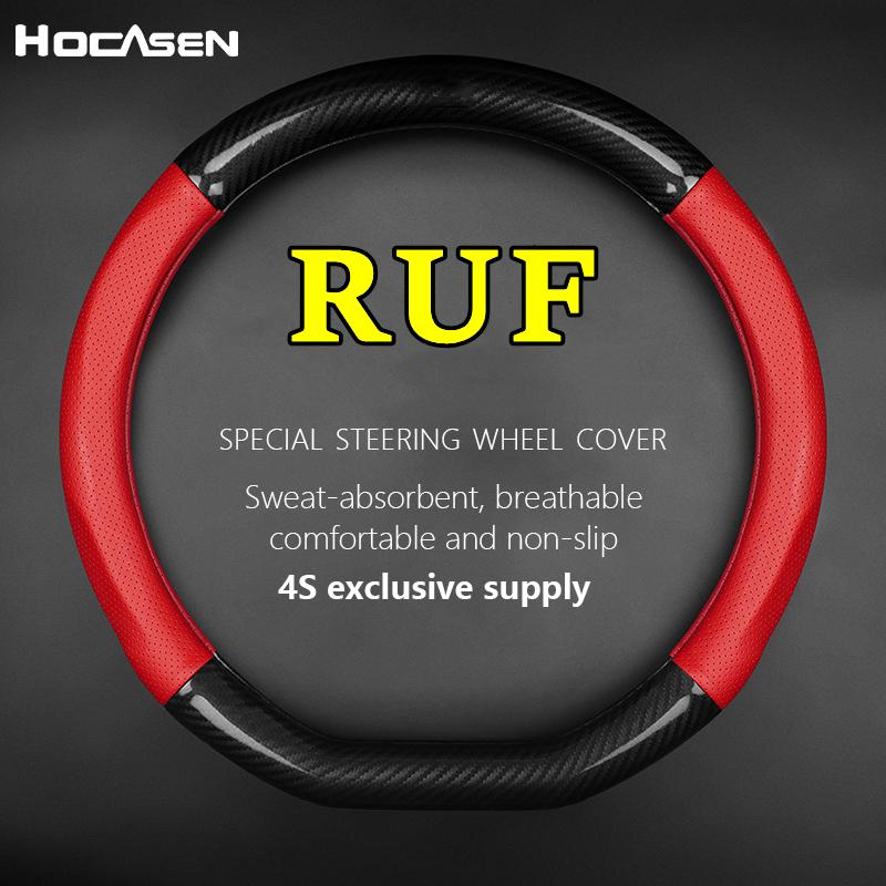 No Smell Thin For RUF Steering Wheel Cover Genuine Leather Carbon Fiber Fit RT Bergmeister XL CTR3 Turbo