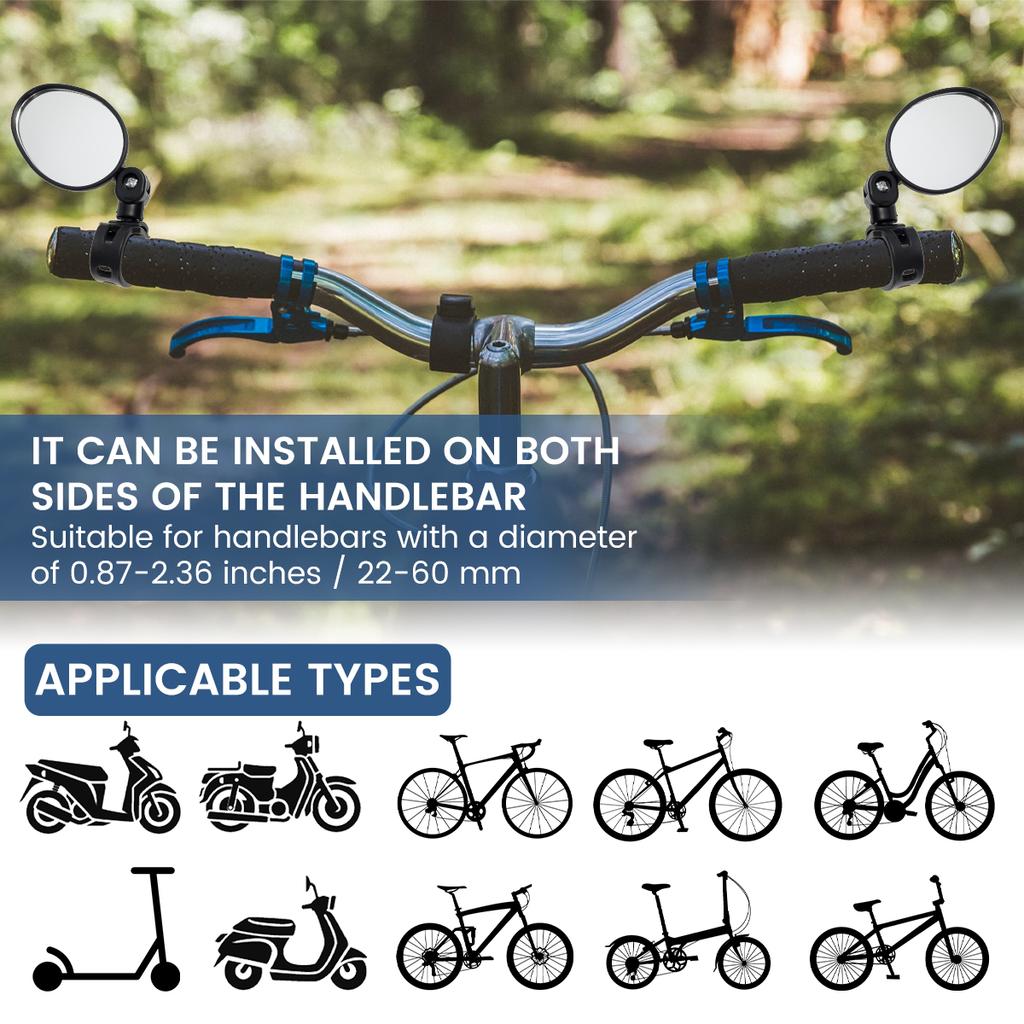 2/4Pcs Bicycle Rearview Mirror 360° Rotation Auxiliary Convex Mirror Handlebar Rearview Mount Cycling Bike Rear View Mirrors