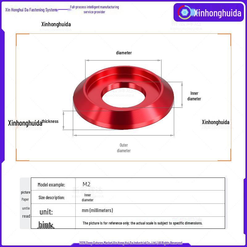 Anodized Wine Red Aluminum Alloy Semi-Round & Countersunk Head Screw Washer (M2, M2.5, M3, M5, M6, M8)