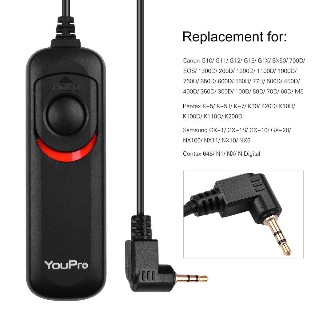 YouPro E3 Type Shutter Release Cable Timer Remote Control 1.2m 3.9ft Cable Replacement for Canon G10 G11 G12 G15