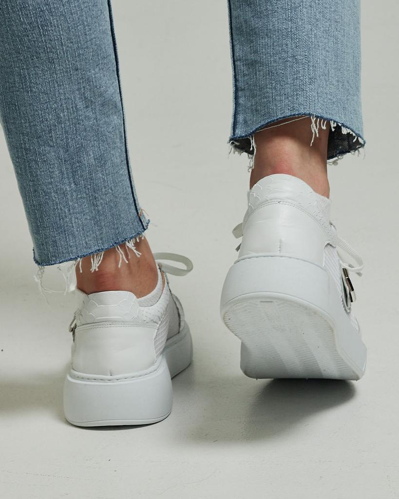 Sneakers with Mesh Krula 756366 36 White Leather