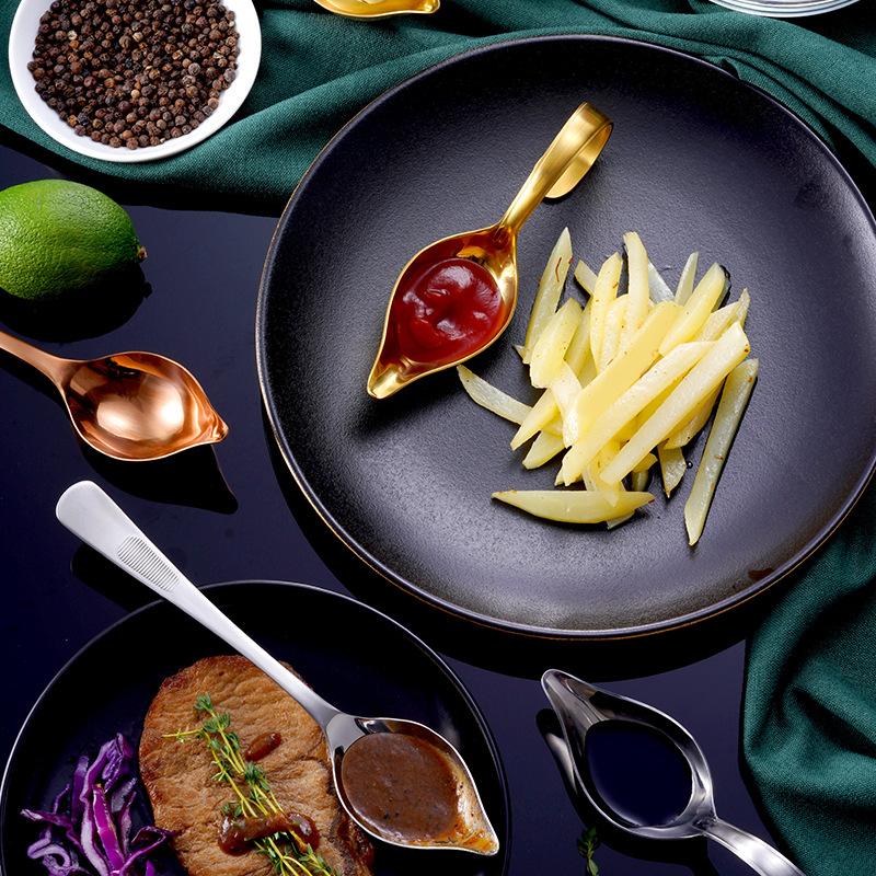 Ложка для приправ из нержавеющей стали с заостренным горлом, кофейные ложки с изогнутой ручкой, ложка для соуса и меда, кухонная утварь