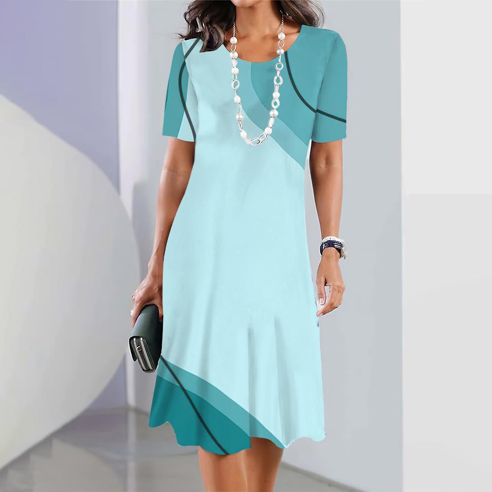 Новые платья с геометрическим принтом, элегантные платья, летние платья, одежда больших размеров для женщин