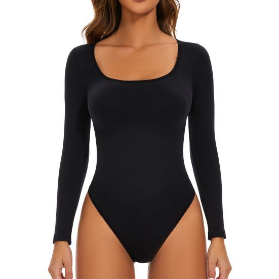 Женский боди с длинным рукавом из термофлиса, с квадратным вырезом, облегающий, теплый базовый слой, топы, осенние мягкие базовые футболки