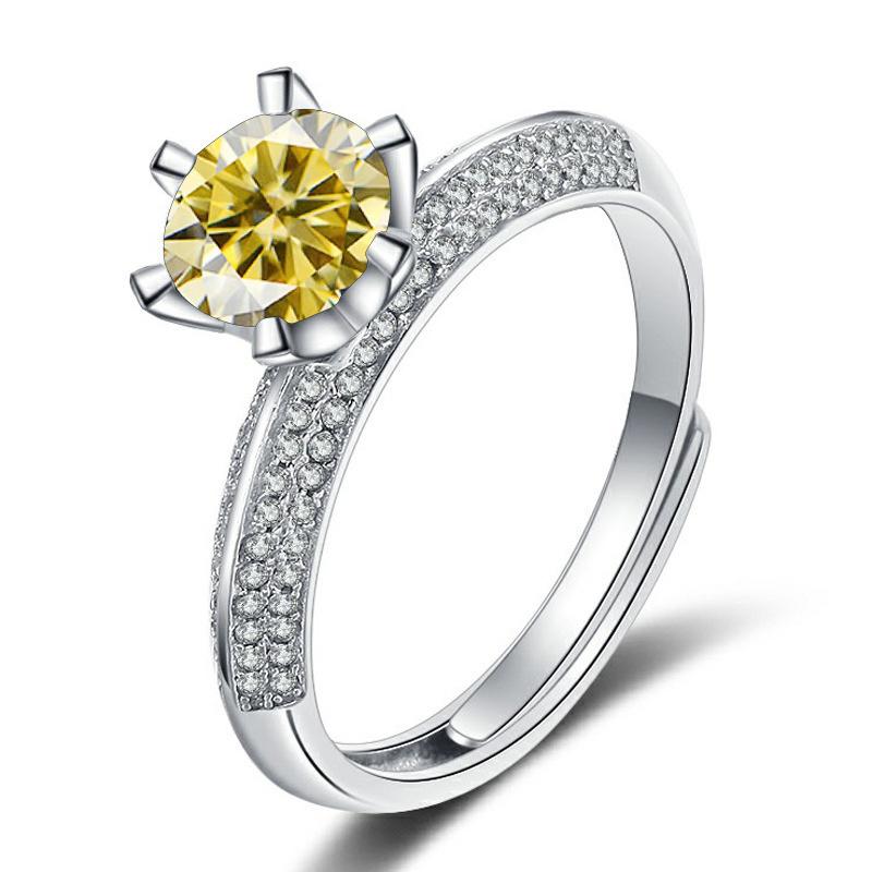 Bague Ringen Роскошное кольцо с бриллиантом из муассанита цвета D 1 карат, женское кольцо из стерлингового серебра S925, ювелирные украшения для свадьбы, регулируемый размер