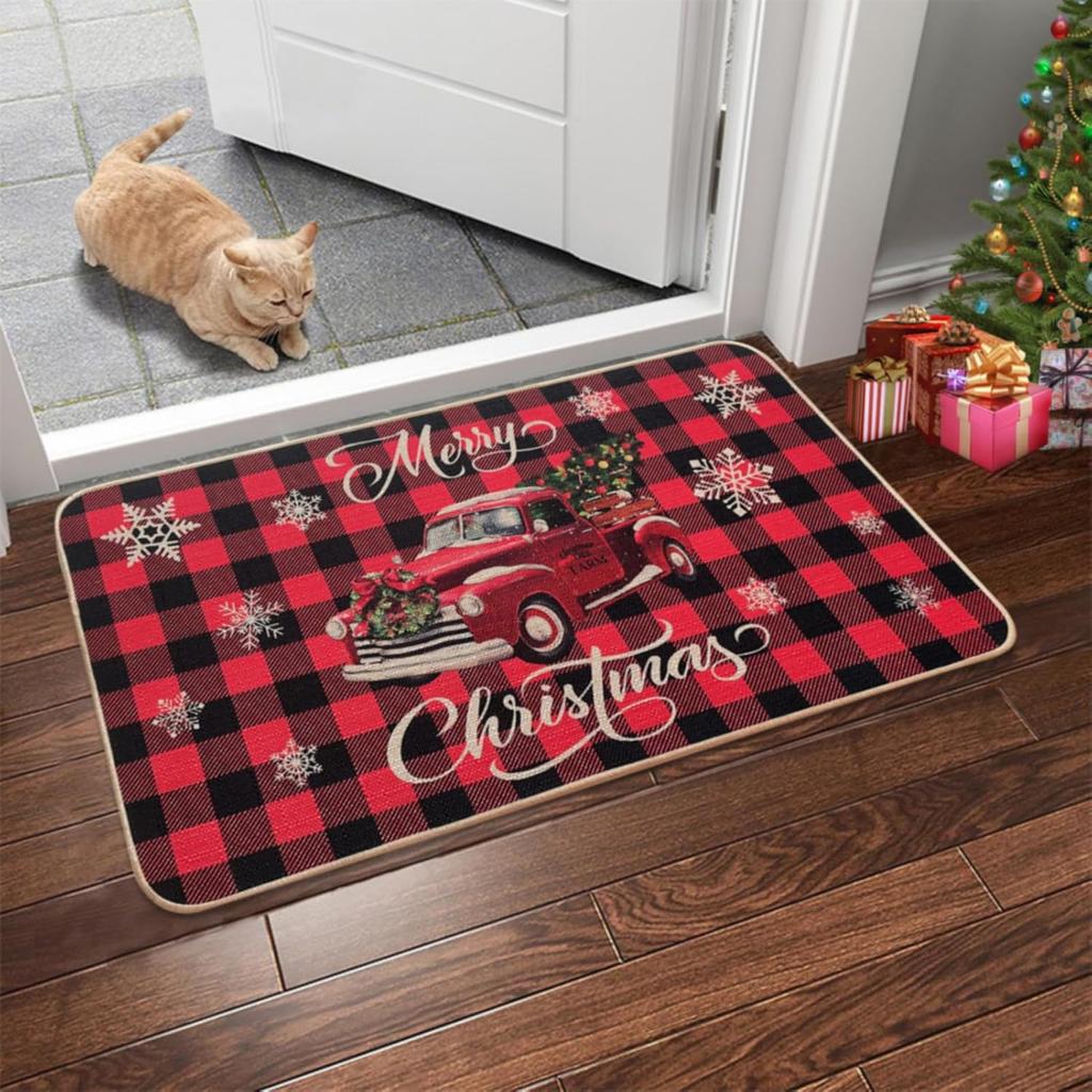 Christmas Crystal Velvet Floor Mat Festive Home Decor Indoor And Outdoor Area Carpet Merry Christmas Welcome Mat