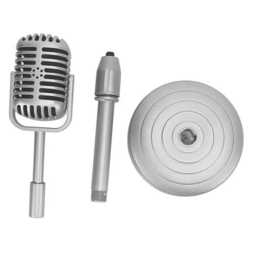 Vintage Microphone Toy Prop, Classic Retro Dynamic Microphone, Simulation Old-Fashioned Microphone with Stable Base and Support Rod for Photography (S