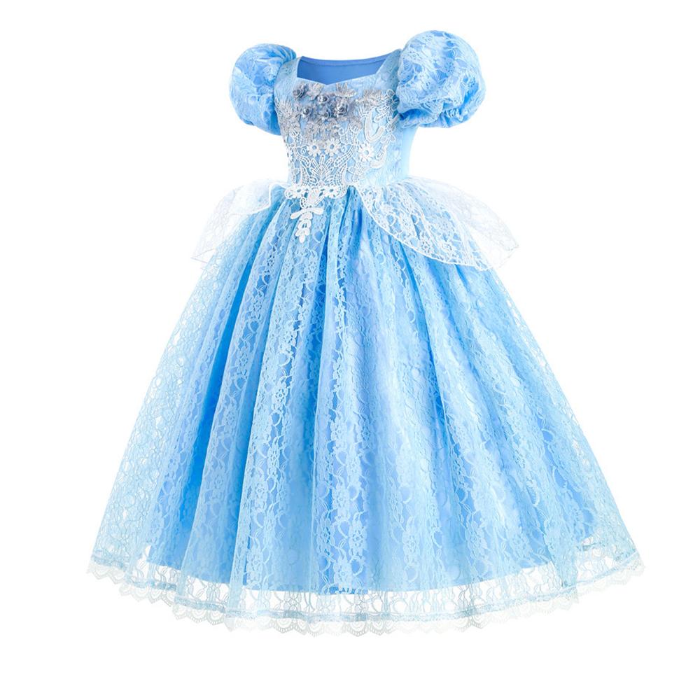 Girls New Year Blue Long Dress for Kids Christmas Birthday Party Dresses Butterfly Cinderella Cosplay Costumes Chidren Outfits