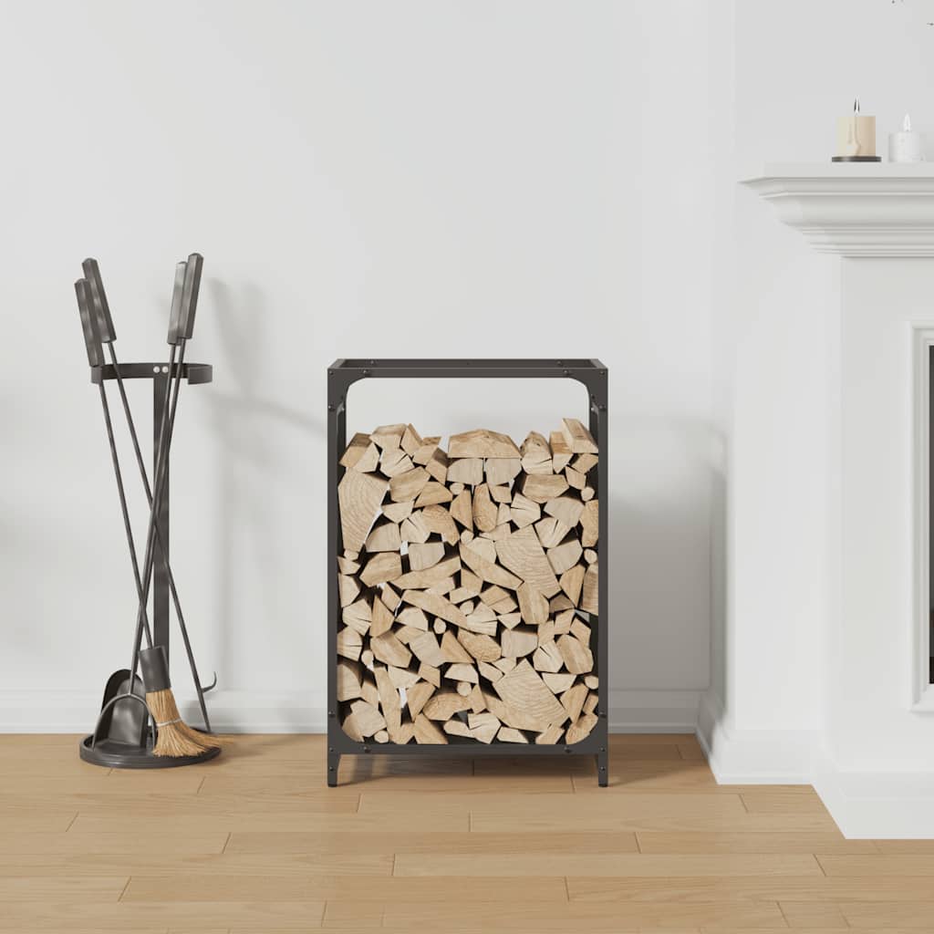 Firewood Rack Black 44x28x65 cm Cold Rolled Steel