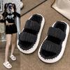 Autumn Indoor Slippers Soft Plush Slippers Fashion Platform Non Slip Floor Shoes Solid Color Thin Home Bedroom Floor Slippers