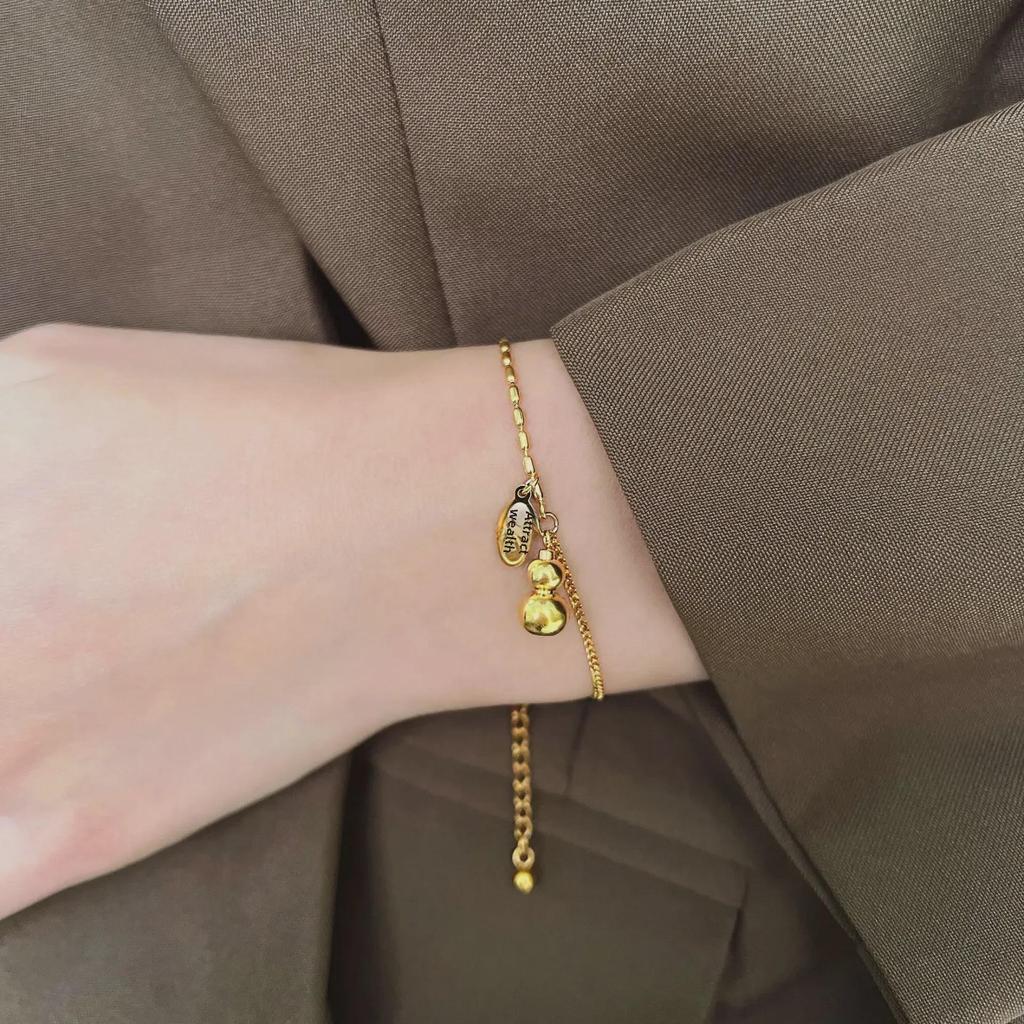 2022 Lucky Gourd Women's Bracelet: New High-End 18k Gold-Tone Titanium Steel, Summer Style, Durable & Non-Fading