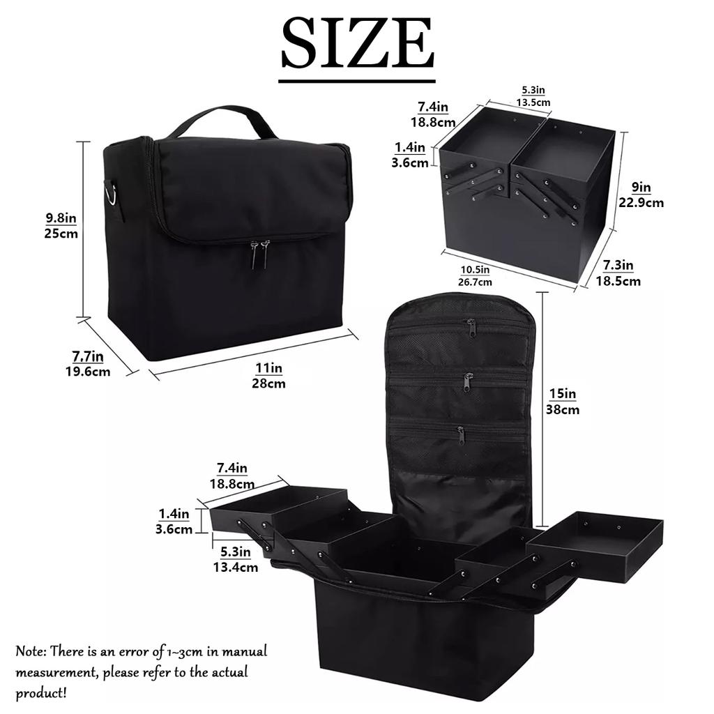 Folding Manicurist Toolbox Portable Cosmetic Bag Travel Makeup Case
