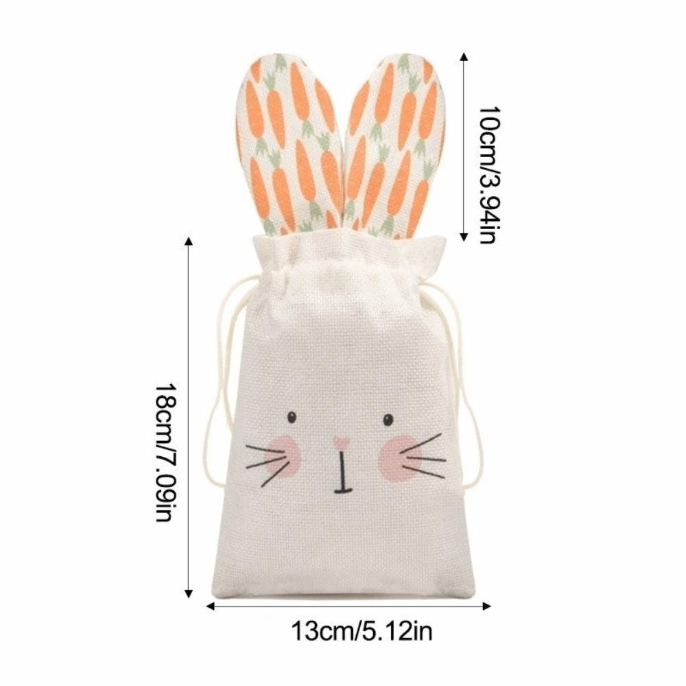 Cute Easter Bunny Ears Bags Burlap Festival Rabbit Candy Bags Carrot Gift Packaging Bags For Easter Party Decoration