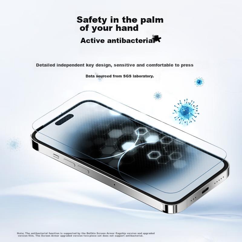 Belkin Защитное стекло для экрана IPhone 16 Plus, Совместимо с IPhone 16 Plus/15 Plus, Основной материал Asahi, OVA136