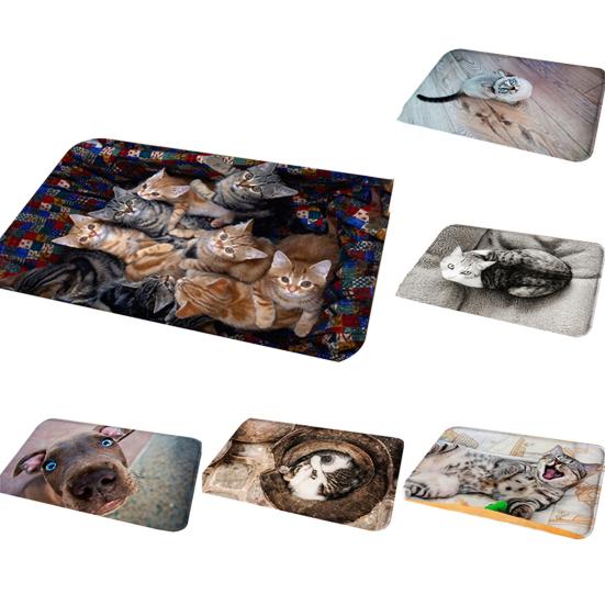 Дверной коврик противоскользящий 3D коралловый бархатный коврик с рисунком кошки и собаки для двери спальни