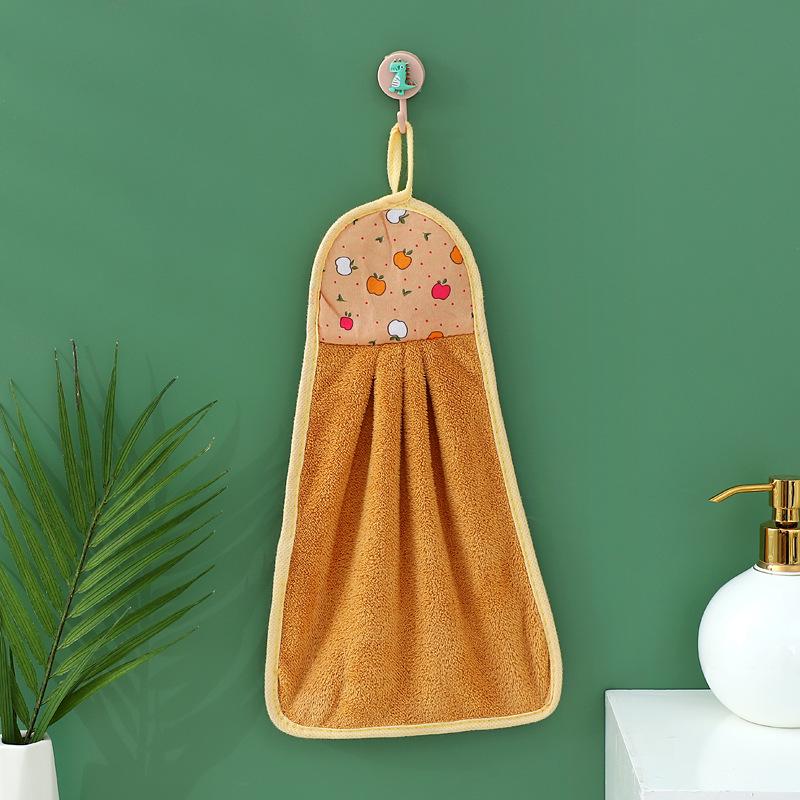 Cartoon Coral Fleece Hanging Towels for Kitchen & Bathroom