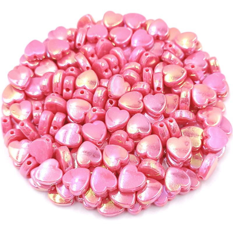 100Pcs Heart Acrylic Beads Jewelry Making AB Color DIY For Wholesale Pendant Necklace Bracelet
