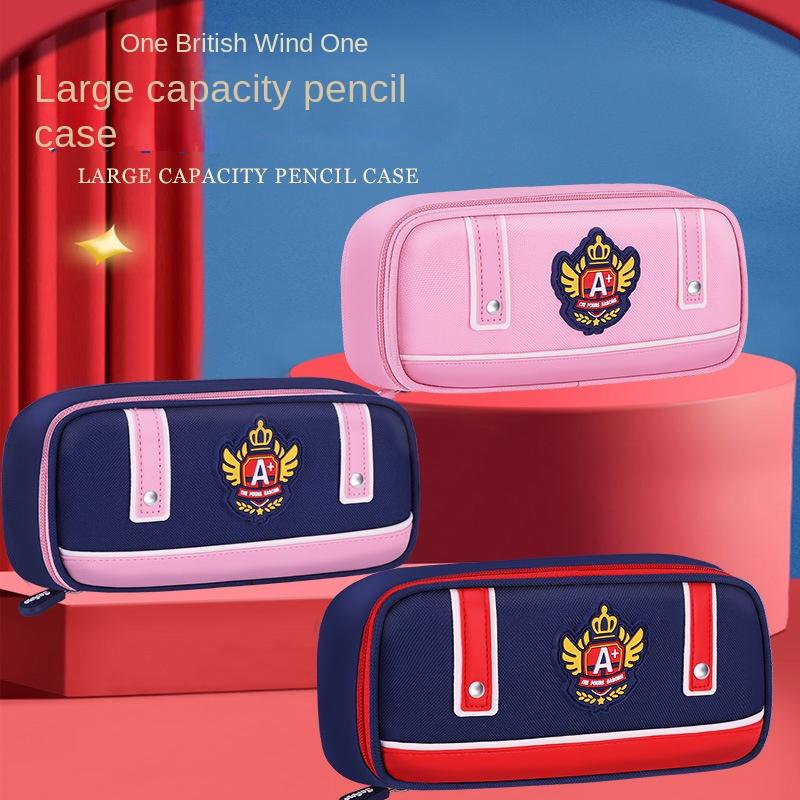 New Style Oxford Pencil Case British Wind Primary School Students' Stationery Storage Unisex Large Capacity Nylon Lining