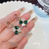 Fashion Retro Temperament Design Sense Of One Hundred Senior Sense Of Earrings New Tide Green Lucky Four-Leaf Flower Earrings Buckle