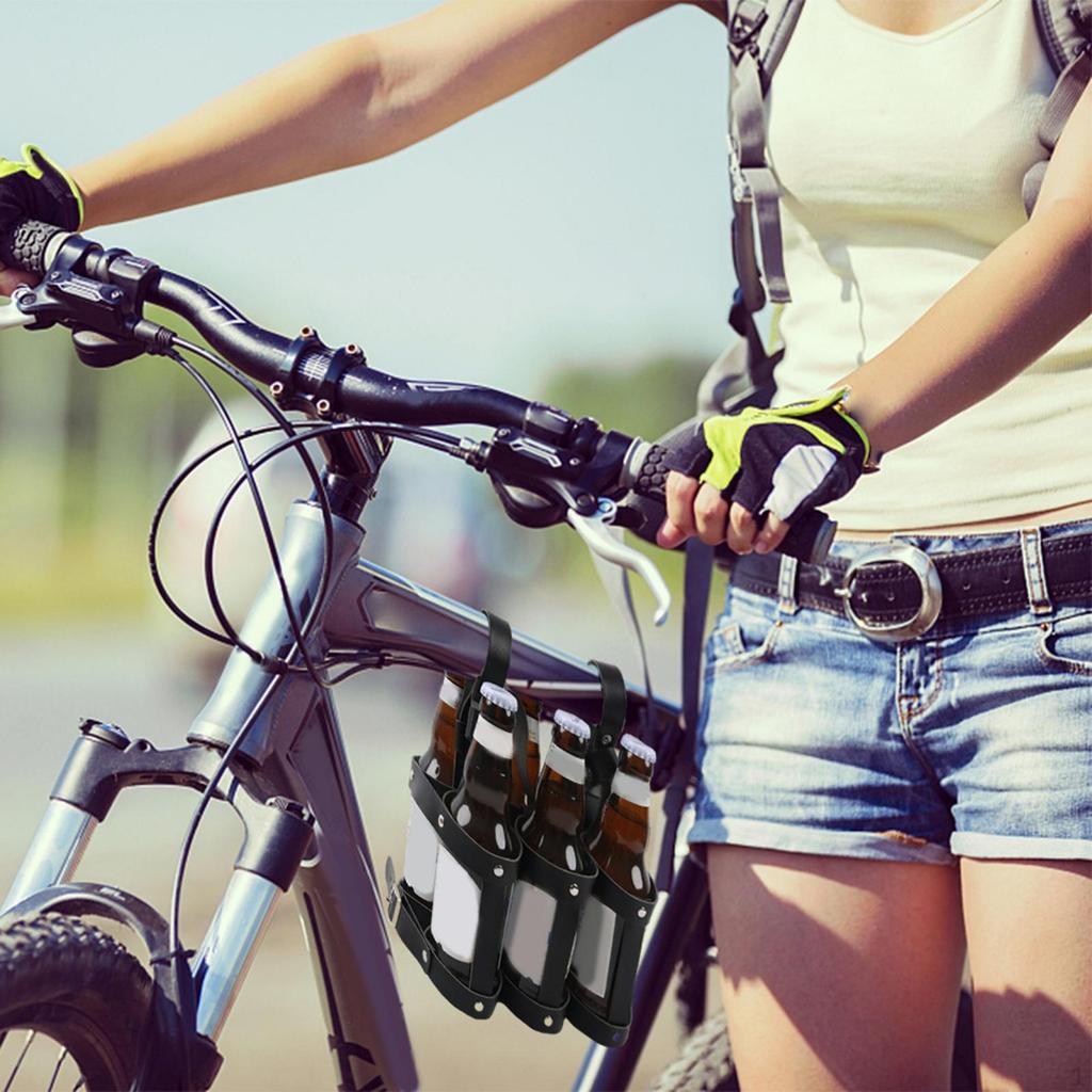 Beer Bottle Holder for Bicycle, Leather Holder, Drink Travel And Hiking