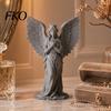Ретро-скульптура ангела, 3D-печатная фигурка с короной, Винтажная статуя ангела-хранителя, Исцеляющая статуя, Художественная статуэтка крылатой женщины для украшения стола дома