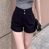 2024 Женские универсальные А-силуэта черные шорты с высокой эластичной талией