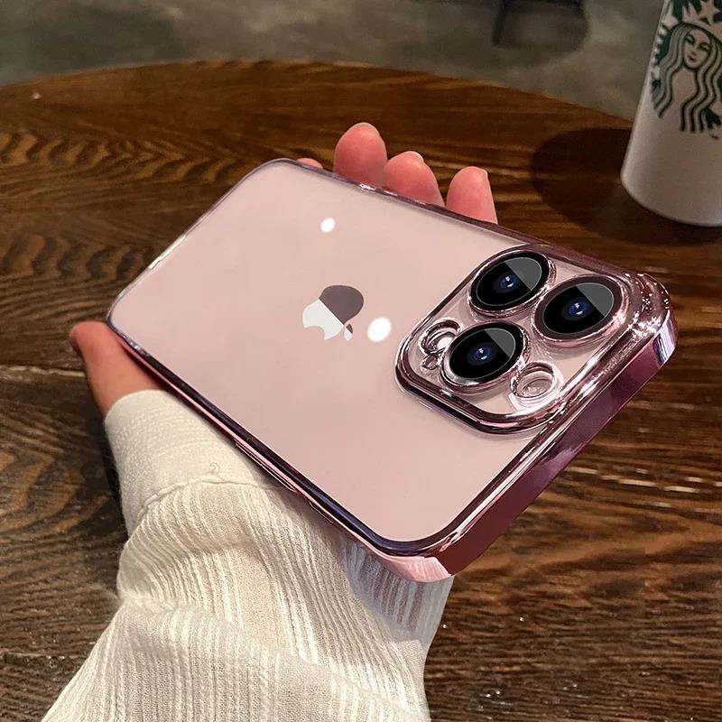 Прозрачный чехол с покрытием для iPhone 17 Air 16 1 14 13 11 12 Pro Max Plus 13 12 Mini, силиконовая накладка с защитой всей камеры