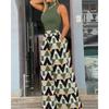 Sleeveless Printed Wide-Leg Pantsuit Sleeveless Short Top Print Loose Pants Suit