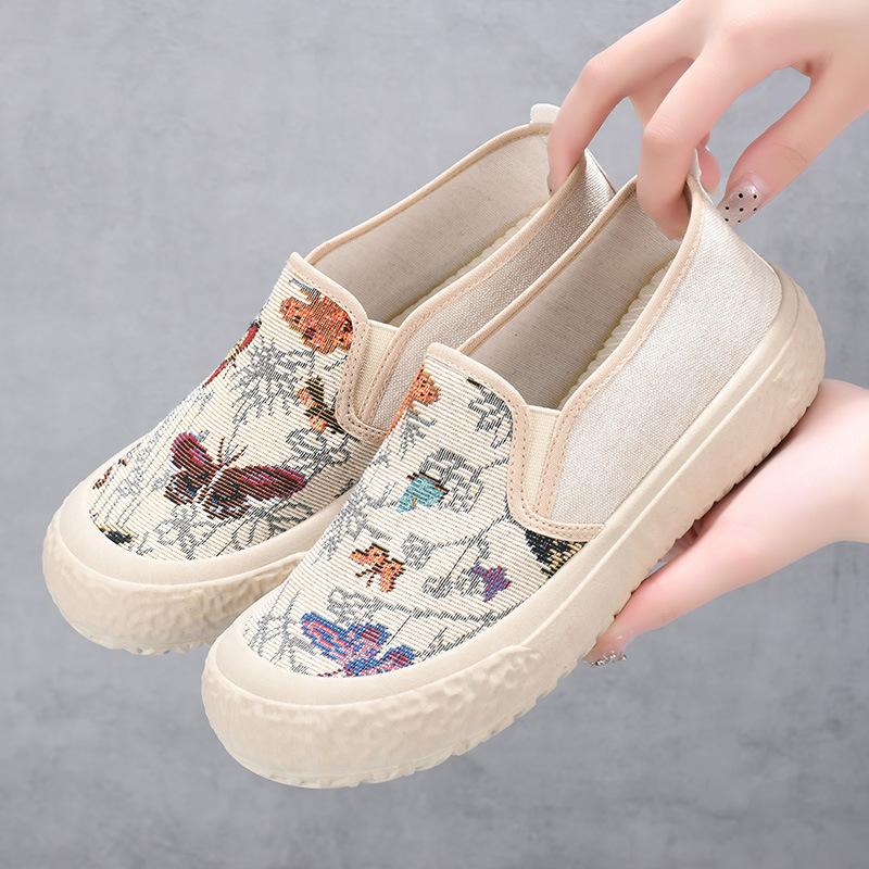 Весенние и осенние женские туфли с неглубоким горлом, дышащие, с одной педалью, рыбацкие туфли, плоская подошва, модные, универсальные, повседневные, парусиновые туфли