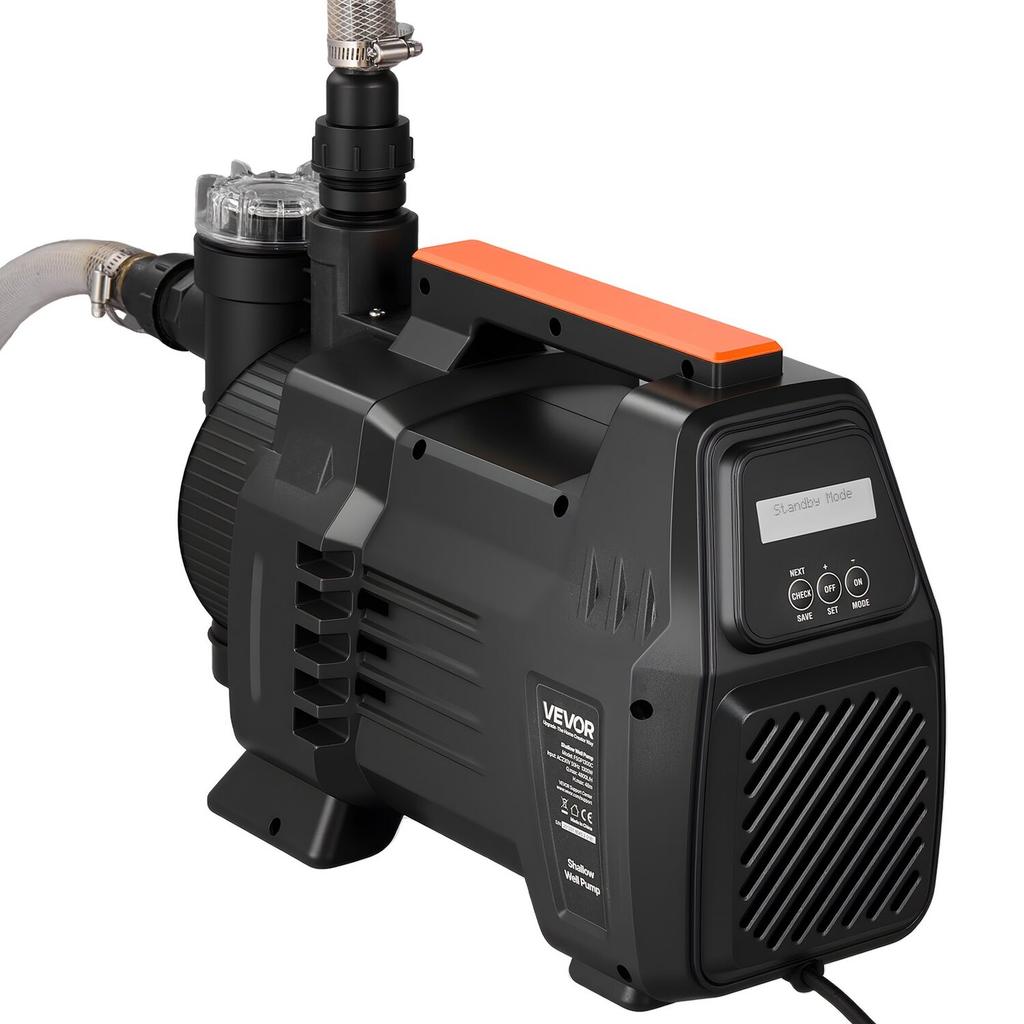 Electronic Shallow Well Jet Pump, 1300W, 4800 L/H Maximum Flow Rate, PP Garden Well Jet Pump with 8 m Suction Height, Intelligent Electronic Control,