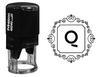 Printtoo R-40 Square Swirl Border Q Alphabet Monogram Initial Self Inking Rubber Stamp Office