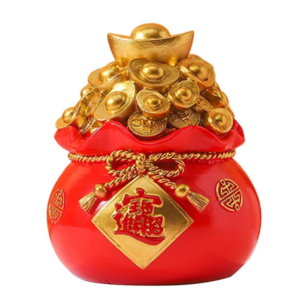 Resin Piggy Bank Money Bag Shape Figurine for Home Decorations 11x13cm