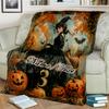 1PC Custom Name Halloween Witch Pumpkins outdooor Flannel blankets Throw Blanket All-Season Throw Gift Bedspread for Couch, Bed, Camping Holiday Birth