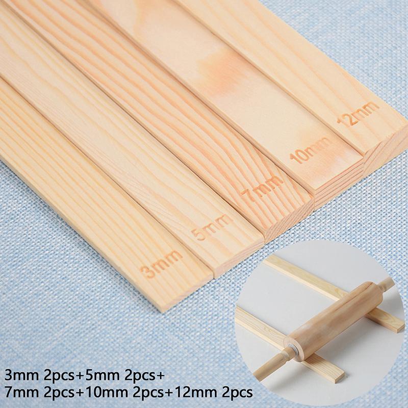 10Pcs 3/5/7/10/12Mm Ceramic Clay Board Guide Pine Wood Strip Wooden Ruler Ceramic Tool Rolling Clay Cutting Wood Guide Rail