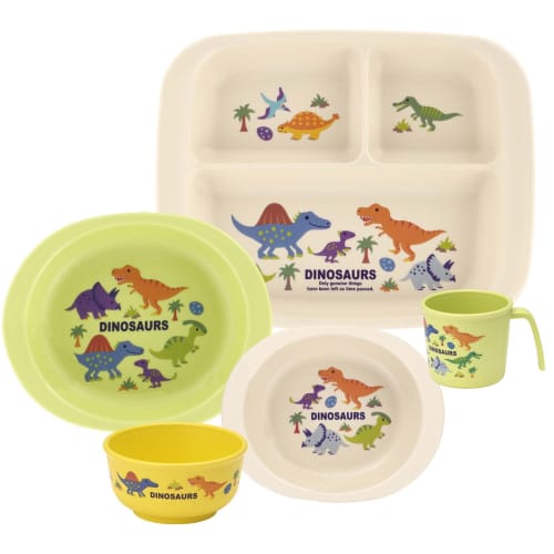 Skater Baby Tableware Lunch Plate for Children Antibacterial Plastic 470ml Dinosaur Picture XP7AG-A