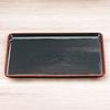 48cm Kaiseki Tray with Red Lacquerware Made in Japan J-kitchens Shin-Mokume (Black Top), 6-Shaku, (ABS Resin), Non-Slip,