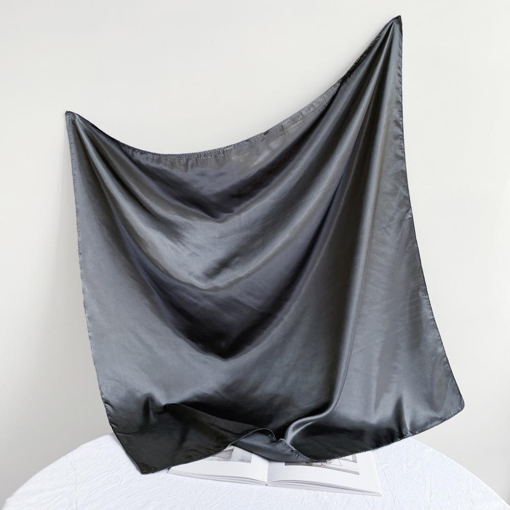 90*90СМ Однотонный Квадратный Шарф для Женщин Шарф и Головной Платок Сатиновый Модный Блестящий Шелковый Шарф