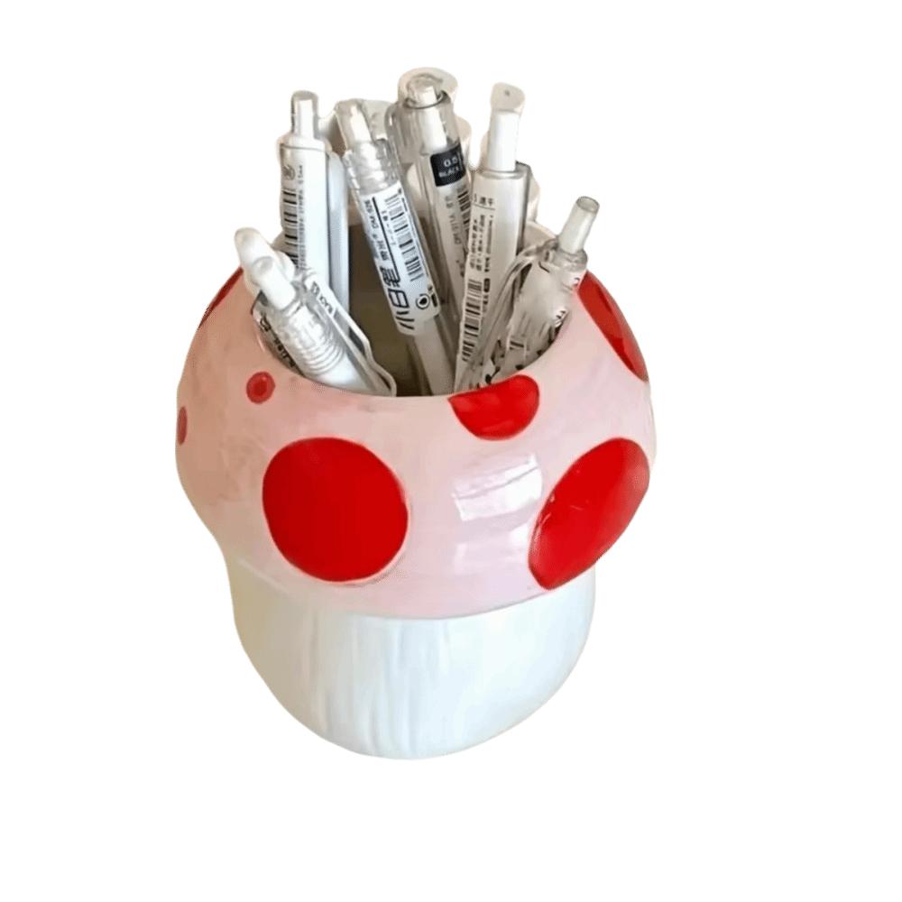 Creative Decoration Mushroom Decorative Piece Pink and Red Makeup Brush Holder Office Environment