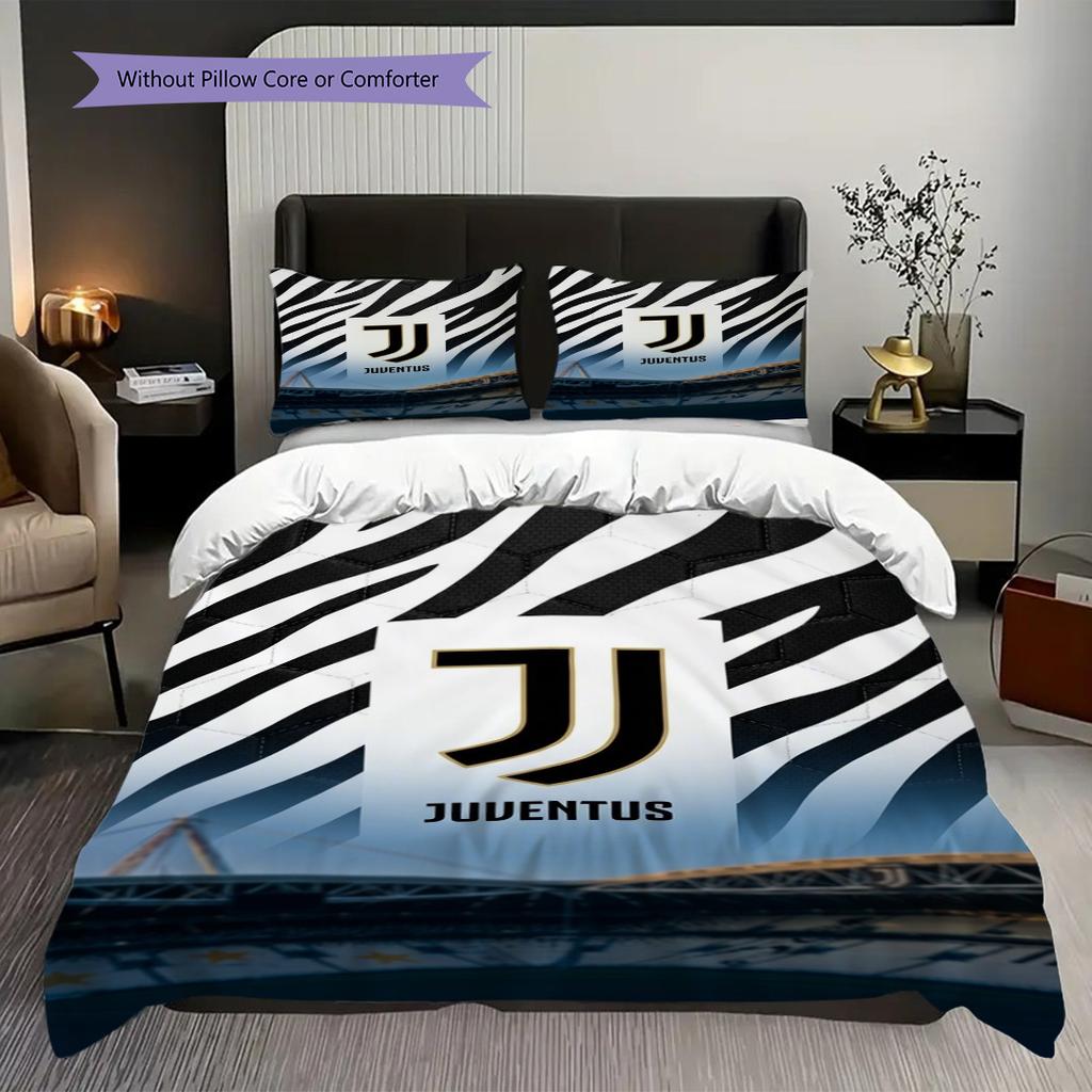 Juventus Stripes: Passion Field Bedding (1 * duvet cover + 2 * pillowcase, without core) Duvet cover and pillowcase Soft and comfortable