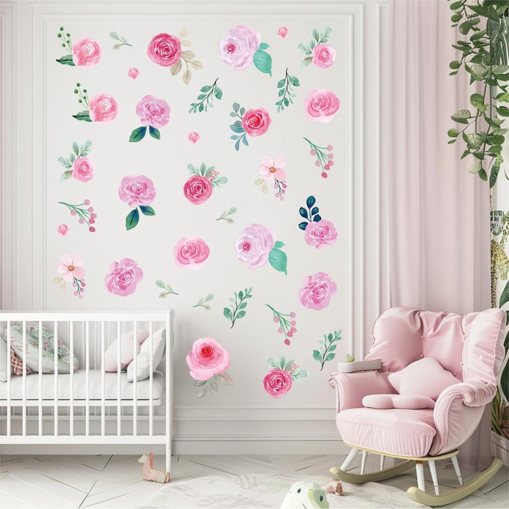 6 листов наклеек для девочек, цветочные настенные угловые наклейки, цветочные настенные наклейки, декор для детской комнаты для девочек, классной комнаты
