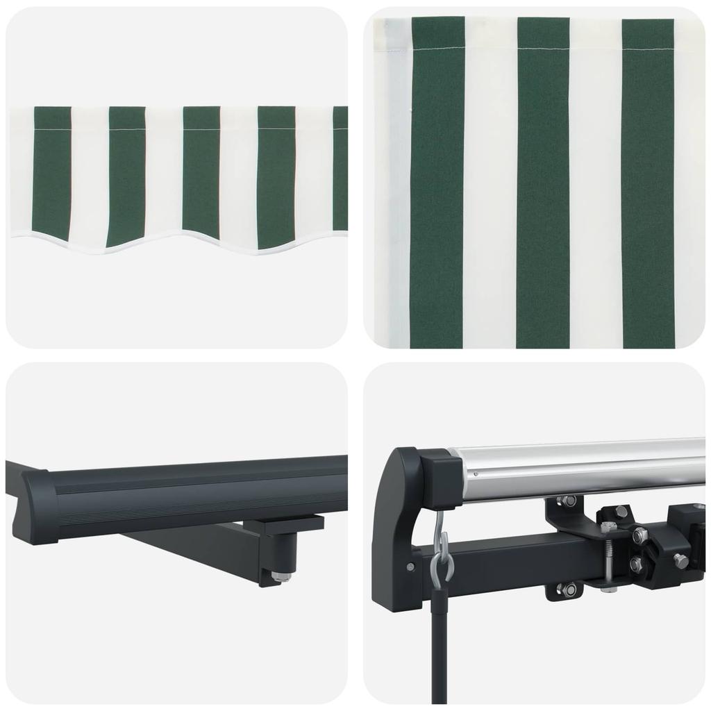 Retractable Awning Green and White 500 x 300 cm