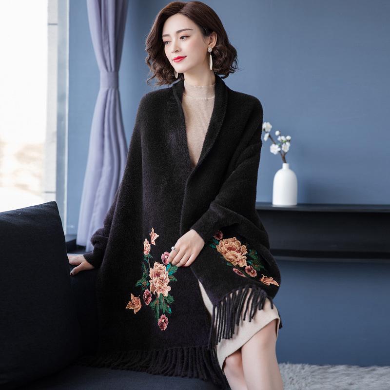 Кашемировый женский цветочный шарф, зимняя теплая меховая шаль и накидка, бандана, пашмина, женский платок, мягкое толстое одеяло, пончо