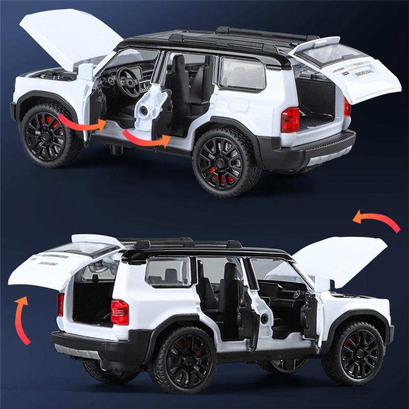 1/32 Toyota 2024 PRADO Land Cruiser Модель автомобиля из сплава Литой металл Внедорожники Модель автомобиля Звук и свет Детская игрушка Подарок