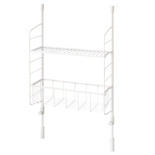 HEIAN SHINDO SPLUCE Tension Kitchen Rack, Slim Pole Rack with Mesh Set M, White, Height 70-105cm, Width 39.5cm, SPL-4, Heian Shindo Kogyo