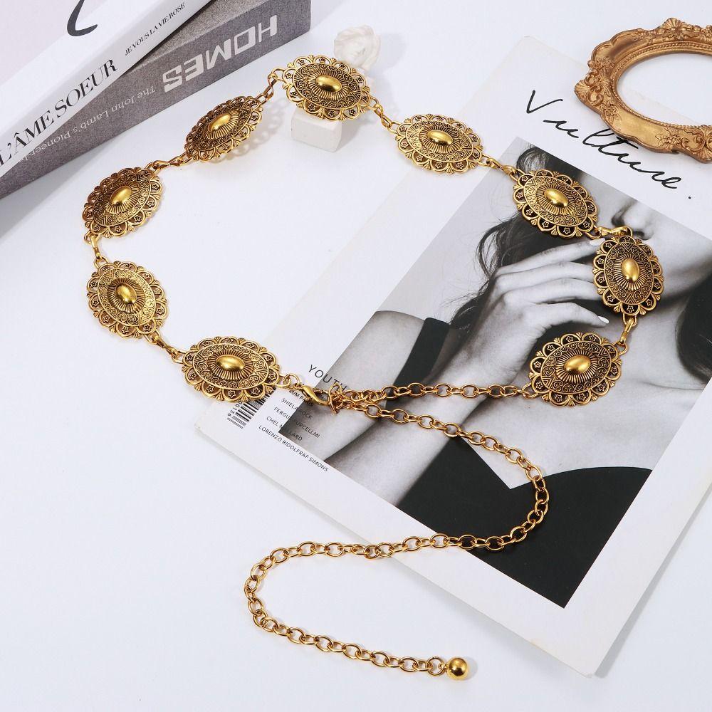 Skinny Chain Belt Adjustable Decorated Waist Belt Metal Waist Chain Belt for Dresses/Jeans/Sweater