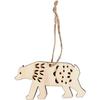 Wooden Hanging Decoration - Polar Bear - 7.5 Cm - Set of 4 - Christmas Decoration - Natural Atmosphere