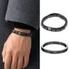 Men Bracelet Adjustable Black Gallstone Wristband Smooth Surface Stretchy Bracelet Jewelry Accessories
